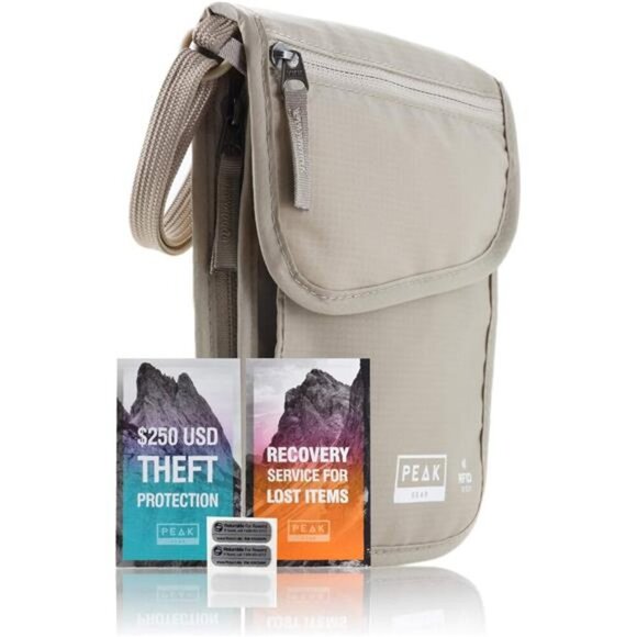 Peak Gear RFID Neck Wallet - The Original Travel Pouch with Adjustable Crossbody - Picture 1 of 7